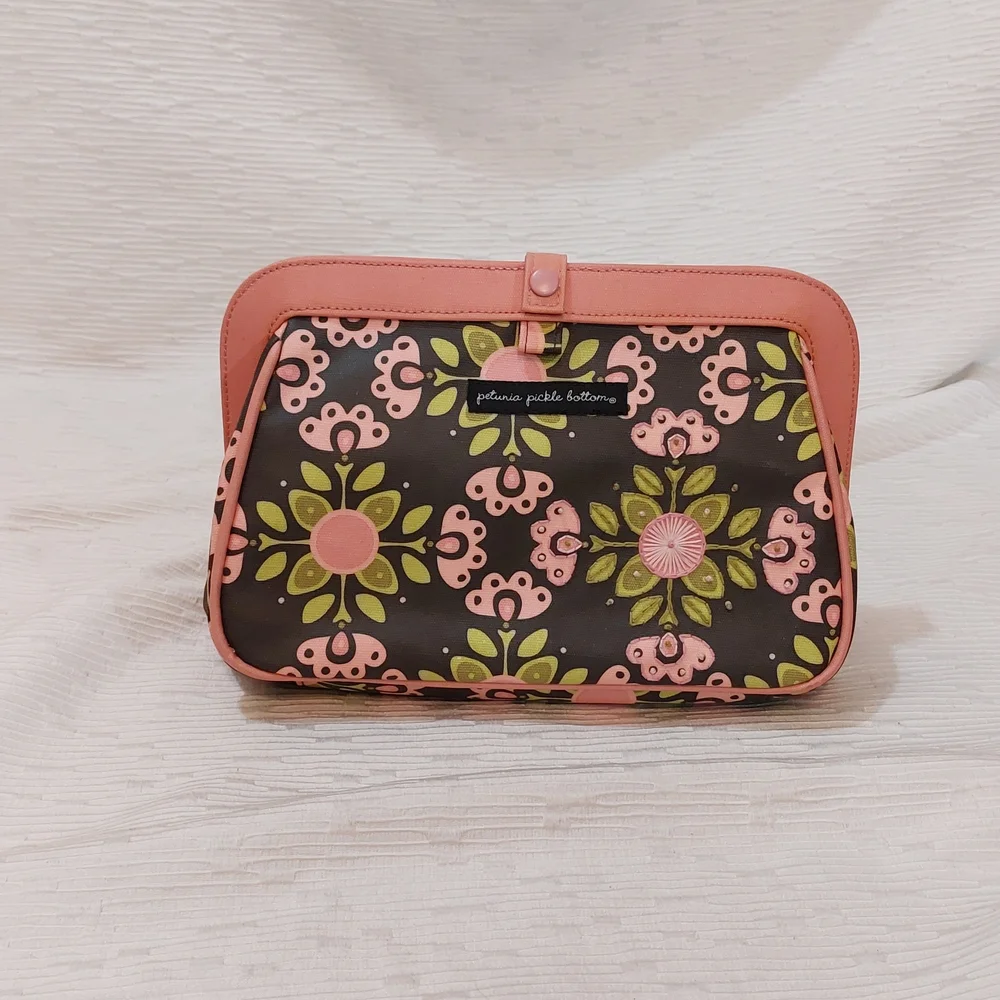 Petunia Pickle Bottom Pink and Green Floral Diaper Bag And Changing Pad
